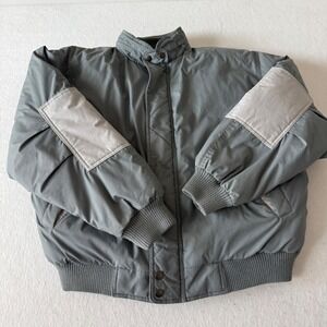 Members Only Passport Down Jacket Men 42 Elbow Patches Bomber Style Grey Vintage